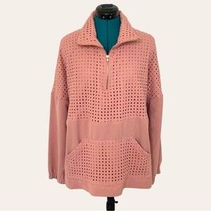 Entro Womens Lightweight Pullover Shacket Large Vintage Rose Cotton Eyelet